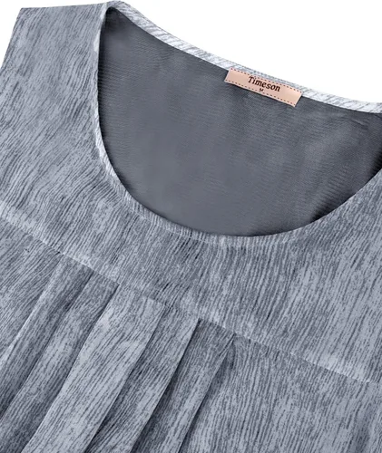 Vista 99 de Timeson - Camiseta de gasa sin mangas, blusa tipo túnica informal de doble capa para mujer