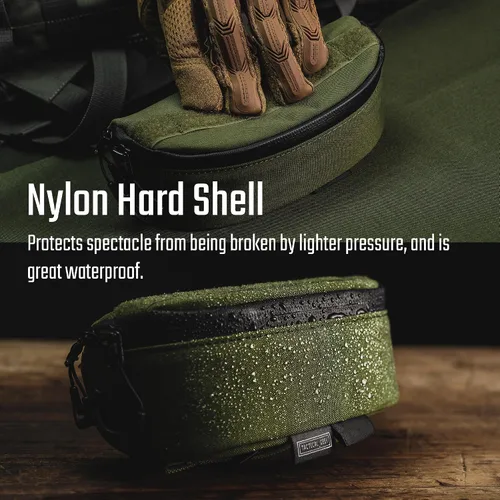 Vista 4 de EXT7 Funda portátil para lentes de sol para exteriores, caja protectora a prueba de golpes, accesorios Molle de nailon, funda rígida a prueba
