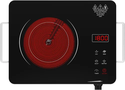 Vista 10 de Placa de cocina eléctrica de 110V, estufa eléctrica portátil de 1800W, placa caliente infrarroja, quemador individual Nafewin para encimera