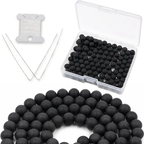 Vista 25 de Cherry Tree Collection 100 cuentas redondas de 6 mm de turquesa africana para hacer joyas Incluye caja de almacenamiento, cordón elástico