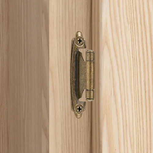 Vista 3 de 4 Pack (2 Pares) Bisagras de cierre automático de latón antiguo para puerta de gabinete de cocina, 1/2" de superposición (variable) Bisagras