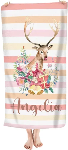 Vista 12 de Toalla de playa personalizada de dinosaurio para niños, bebés, niños y niñas con nombre de 30 x 56 pulgadas, toalla de baño con nombre personalizado