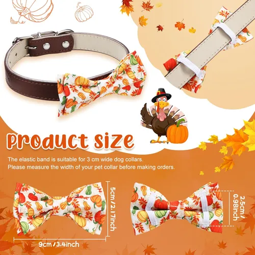 Vista 3 de Paterr 50 piezas de collar de Acción de Gracias para perro, accesorios de collar de perro de otoño para perros, lazos con bandas elásticas, dijes