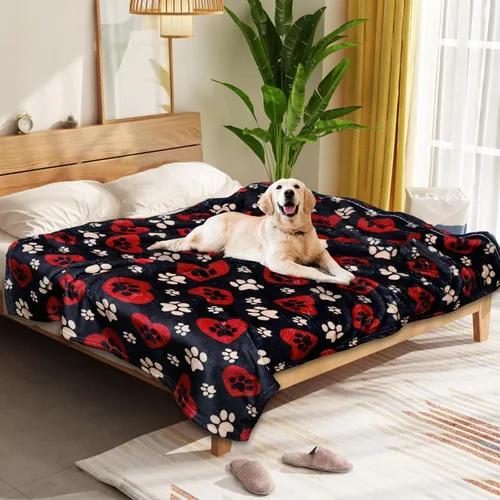 Vista 21 de Manta Suave para Perros para Perros Grandes - Manta Mullida para Mascotas para Gatos y Cachorros, Manta Reversible con Diseño de Huellas de Pata gris