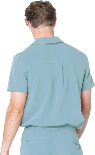 Vista 3 de Mediclo Camiseta médica médica para hombre - Fraser cuello bolsillos pecho camisa ecológica sostenible FYSEL tela ropa de trabajo