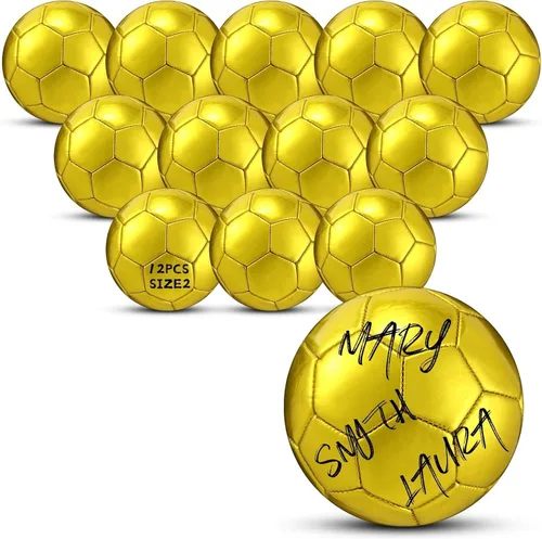 Vista 8 de WinnerWhy Balón de fútbol dorado con autógrafo, tamaño oficial, mini trofeo de fútbol, fútbol dorado personalizado con bomba de aire para trofeos