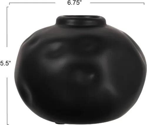 Vista 2 de Creative Co-Op Jarrón de terracota con forma orgánica pellizcada, negro mate