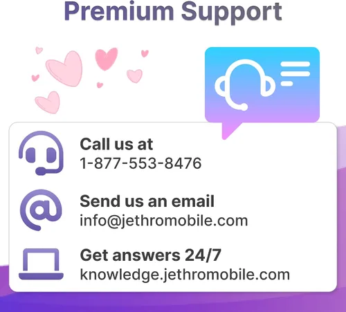 Vista 4 de Jethro Mobile Unlimited Talk, texto y datos de alta velocidad de 500 MB, plan prepago de 30 días, funciona con teléfonos celulares mayores, niños