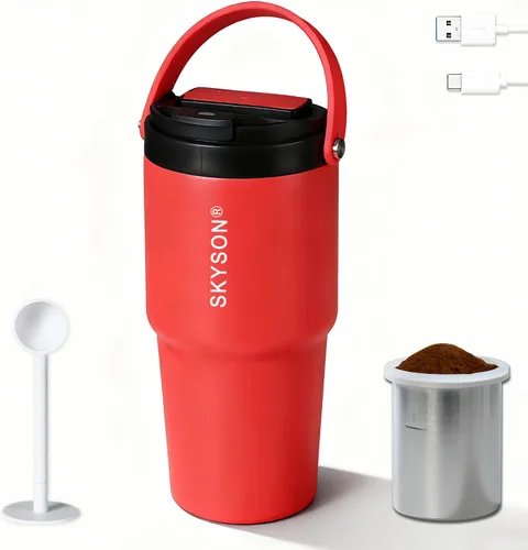 Vista 13 de Taza de café portátil para viajes, mini máquina de café expreso, taza térmica de 20 onzas con tapa, filtro eléctrico de extracción rápida, vaso