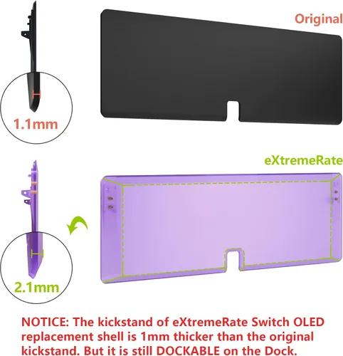 Vista 8 de eXtremeRate DIY Full Set Shell for Nintendo Switch OLED, Replacement Console Back Plate & Kickstand, Custom NS Controller Housing with Full Set
