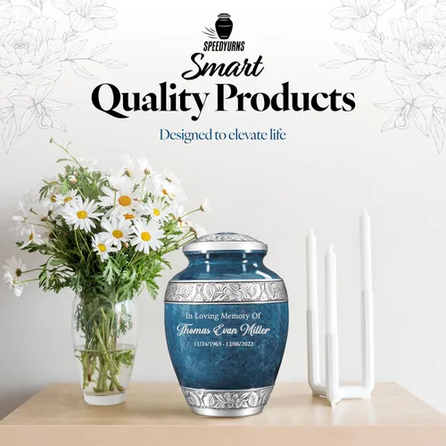 Vista 5 de Urna de cremación personalizada para cenizas humanas adultas, nombre grabado personalizado, conmemorativo funerario grande hecho a mano con diseño