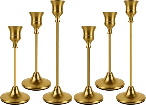 Vista 19 de Juego de 3 Portavelas Negros, Portavelas de Metal para Velas Cónicas, Candelabro Decorativo Clásico para Navidad, Bodas, Fiestas, Mesas de Cena