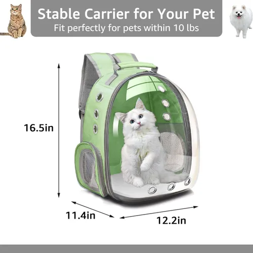 Vista 2 de Henkelion Mochila de viaje Bolsa de transporte de burbujas para perros pequeños y medianos, gatos, cápsula espacial para mascotas, perro para Verde