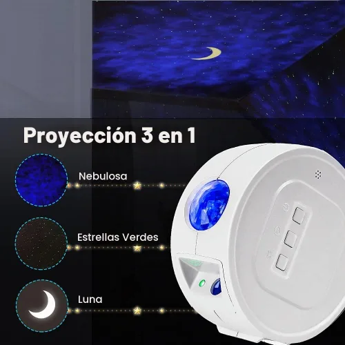 Vista 2 de Proyector de estrellas, proyector de galaxia, proyector de luz nocturna estrellada, proyector de tragaluz con nube de nebulosa LED, proyector
