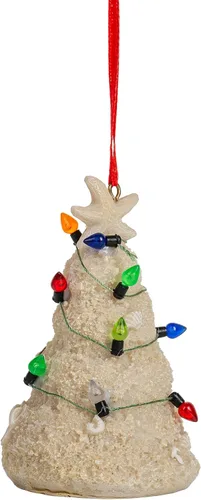 Vista 5 de White Sand Beach Árbol de Navidad con luces Tropical Nautical Ornmanets
