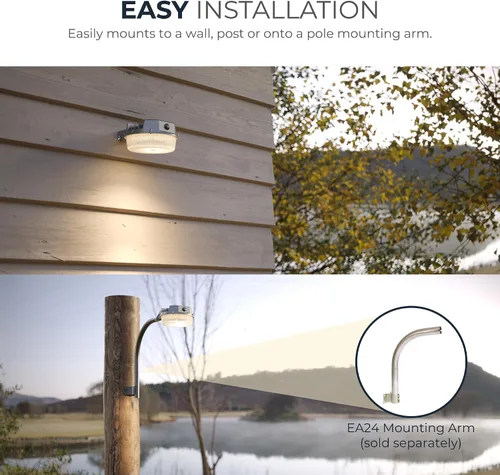 Vista 6 de HALO Luz de pared LED para exteriores del atardecer al amanecer – Luz de área, calle, garaje, estacionamiento, granero, luz de seguridad – 4000