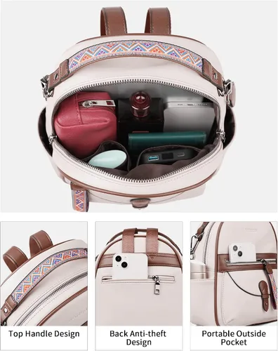 Vista 9 de FADEON Bolsos cruzados para mujer y bolso mochila Colección Blanca