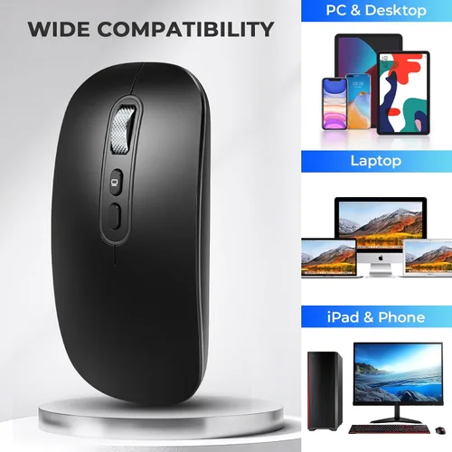 Vista 6 de RaceGT Ratón inalámbrico USB C, mouse recargable de modo dual (tipo C y Bluetooth), ratones Bluetooth silenciosos para MacBook Air/Pro, ratones