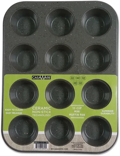 Vista 6 de casaWare Mini molde para magdalenas de 12 tazas con revestimiento de cerámica antiadherente (granito azul)