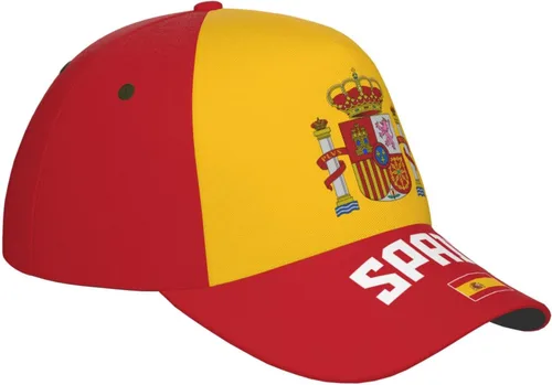 Vista 8 de Gorra de béisbol española con la bandera de España 3D con impresión completa para adultos, unisex, ajustable, gorra patriótica de fútbol, As Pic