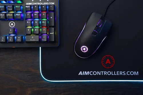 Vista 3 de AimControllers Mouse para PC para juegos con cable, 200-10000 DPI con LED RGB, 7 botones programables, mouse ergonómico personalizado con sensor