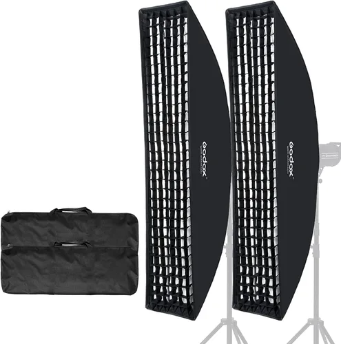 Vista 10 de Godox 8.6 x 35 pulgadas/8.7x35.4 in Softbox Honeycomb Grid Strip Soft Box Bowens Mount para Photo Studio Flash (FW 22x90, 2 piezas)