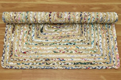Vista 104 de Natural Jute Collection - Alfombra rectangular de 2 x 3 pies, alfombra de yute trenzada a cuadros multicolor de 0.27 pulgadas de grosor, ideal