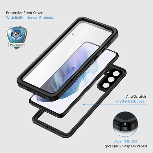 Vista 3 de Lanhiem - Funda para Samsung Galaxy S21, Funda Impermeable y a Prueba de Polvo IP68 con Protector de Pantalla Integrado, Funda Protectora