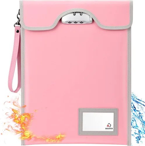 Vista 16 de BALAPERI Bolsa ignífuga para documentos, 15'x11', tamaño A4/A5/carta/legal, bolsa de dinero con cerradura de combinación, resistente al agua, negro
