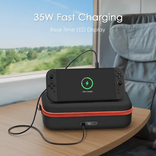 Vista 4 de VAWVVA Charging Case for Nintendo Switch 2 - Travel Carrying Bag with Built-in 20000mAh Battery, 35W Magnetic USB-C Output & Adjustable Shoulder
