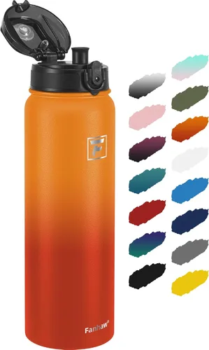 Vista 13 de Fanhaw Botella de agua térmica para llevar, apta lavavajillas, de 20 onzas, acero inoxidable, doble pared, reutilizable, a prueba de fugas y sudor