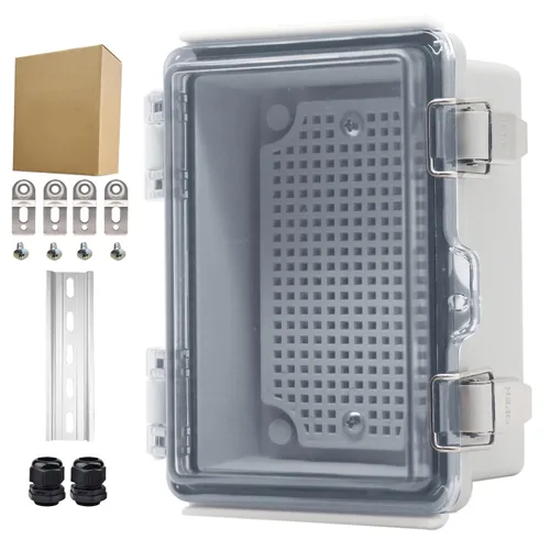 Vista 21 de Caja Eléctrica Impermeable para Exteriores Caja de Conexiones Resistente a la Intemperie IP67 Carcasa de Plástico ABS Caja de Proyecto para Gris