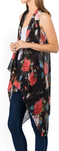 Vista 33 de Scarfand's - Chaleco de cárdigan largo para mujer, ligero, sin mangas, con parte delantera abierta