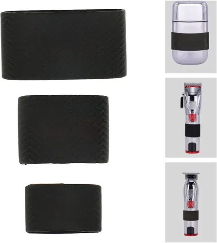 Vista 7 de Clipper Bands, paquete de 3 bandas profesionales de silicona negra deslizante, calor eléctrico, manga protectora, bandas de corte eléctrico