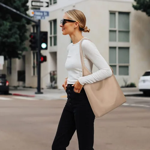 Vista 5 de Montana West Bolsos estilo hobo holgados para mujer, bolsos de hombro suaves de diseñador para mujer, bolso de mano con asa superior