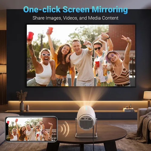 Vista 13 de 【Aplicaciones integradas】Mini proyector con WiFi y Bluetooth, proyector portátil de soporte 1080P 4K, proyector de películas para dormitorio Blanco