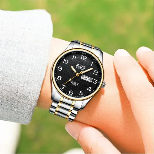 Vista 3 de BOSCK Analog Mens Watch,40mm Easy Read Auto Date and Day Stainless Steel Business Watch for Men,30M Waterproof Sports Mens Wrist Watches