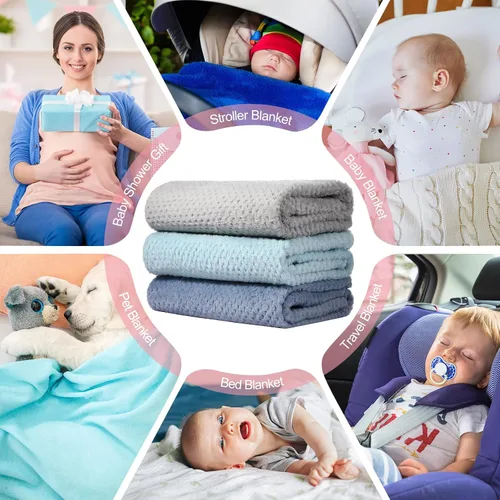 Vista 6 de Newwiee - 3 mantas de bebé de 30 x 40 pulgadas, mantas de forro polar ultra suaves para niñas y niños, esponjosas, recién nacidos, para cuna