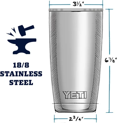 Vista 6 de YETI Rambler - Vaso de acero inoxidable con aislamiento al vacío de 20 onzas con tapa MagSlider amarillo (Firefly Yellow)