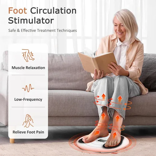 Vista 5 de KNQZE Masajeador de pies para aliviar el dolor de neuropatía - TENS + EMS, tecnología de doble pulso, 10 modos, 20 intensidades, control remoto