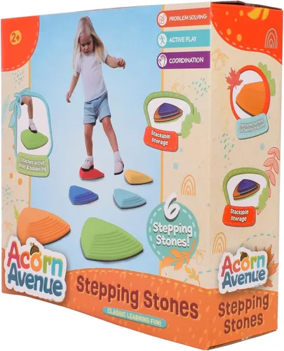 Vista 7 de Piedras de equilibrio para niños (paquete de 6), antideslizantes, habilidades motoras gruesas y juego en interiores y exteriores, piedras de salto