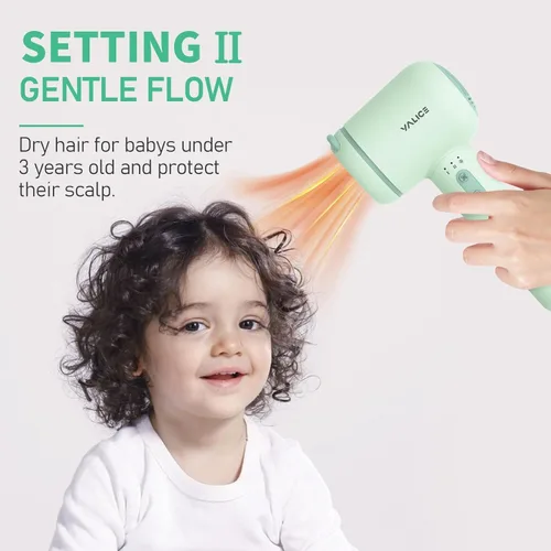 Vista 3 de YALICE Cordless Hair Dryer for Baby and Kids, Portable Travel Blow Dryer with Gentle Airflow & Low Heat Ionic Care for Infant, 3 Speed Settings
