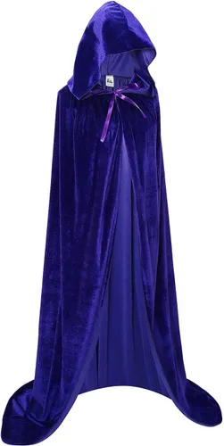 Vista 2 de Capa larga de terciopelo unisex con capucha para Halloween, Navidad, disfraz de cosplay