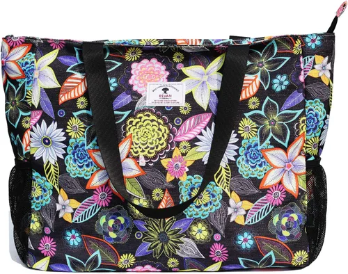 Vista 2 de Bolsa grande de playa resistente al agua, ligera de 20 pulgadas, bolsa grande para mujer, para gimnasio, playa, viajes, piscina, yoga, enfermeras