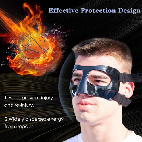 Vista 5 de Protector de nariz para nariz rota, máscara facial deportiva, protector de nariz ajustable con acolchado de espuma para béisbol, softbol