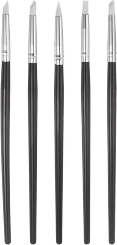 Vista 8 de HARFINGTON Juego de 5 herramientas de escultura de arcilla, moldeador de arcilla para esculpir con punta de goma, herramienta de tallado para Negro