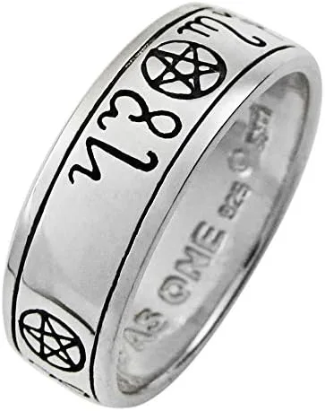 Vista 2 de Anillo de boda de plata de ley Theban Pentáculo, talla 4-15