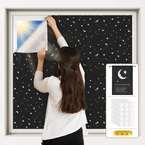 Vista 11 de Vanten 2025 Cortinas opacas mejoradas, cortinas de 118" x 57", material 100% opaco con cintas adhesivas, cubierta de ventana para cuarto de bebé