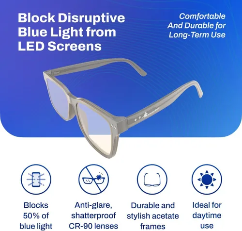 Vista 3 de DefenderShield Signature Blue Light Blocking Glasses for Computer, Mobile, Gaming, Sleep - Anti Eyestrain, Headache