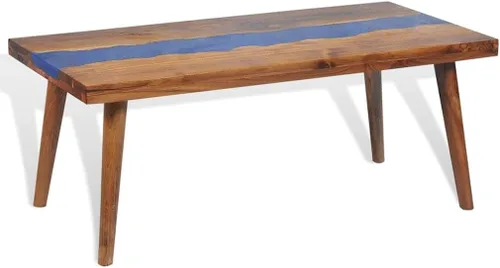 Vista 9 de mesa de Centro para sala Mesas de centro Mesa de centro de resina de teca de 39.4 x 19.7 x 15.7 pulgadas, adecuada para salas de estar, balcones